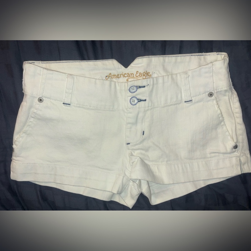 Vintage American Eagle Shorts Womens Size 2 Buckle Back Western White Denim